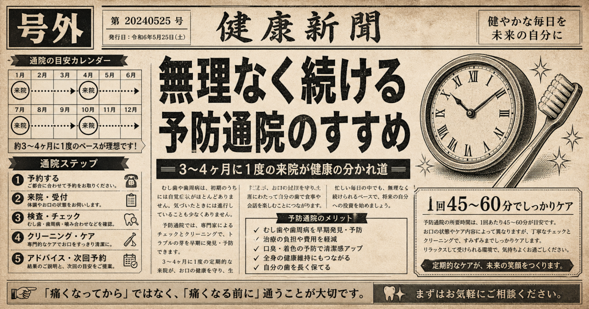 予防のための定期通院頻度は?忙しい日々でも無理なく続けるスケジュール